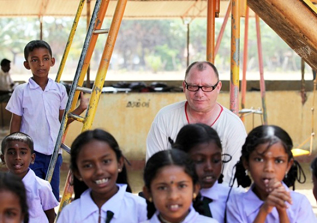 Christopher Stubbs, founder of MENCAFEP, a Sri Lanka school for handicapped children. Joe McLaughlin is proud to support such a worthy cause.